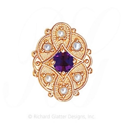 GS524 AMY/PL - 14 Karat Gold Slide with Amethyst center and Pearl accents 